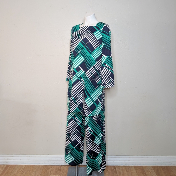 Vintage Edith Flagg‎ For I. Magnin Super 70s Wide Leg Pant Set Tunic and Pants - Picture 3 of 7